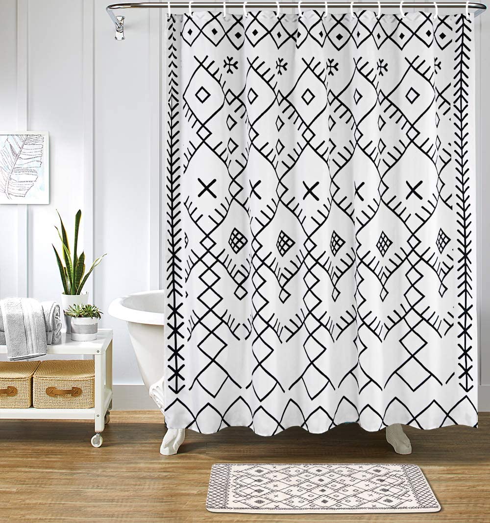 Featured image of post Black And White Geometric Shower Curtain