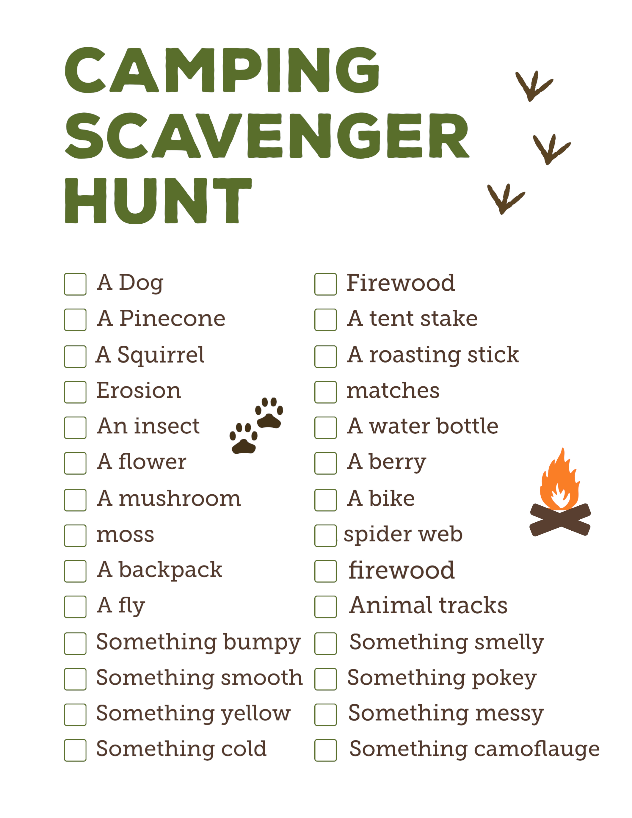 Featured image of post Campground Camping Scavenger Hunt Printable